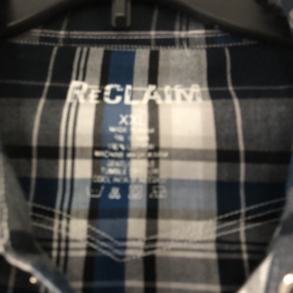 Reclaim Mens Western Blue Plaid Pearl Snap Down Long Sleeve Shirt XXL - Picture 5 of 10